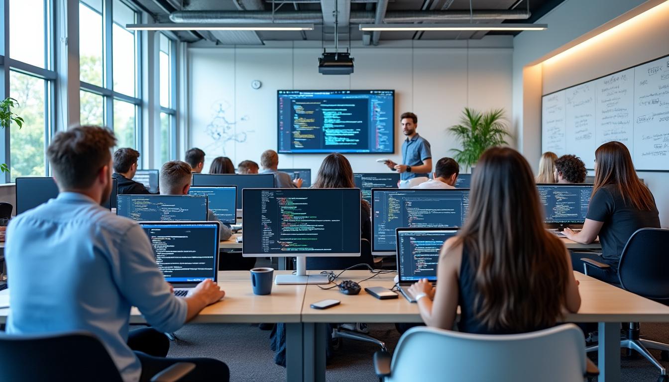 découvrez notre formation complète de développeur web en tunisie. apprenez les compétences indispensables pour réussir dans le secteur du numérique, avec des formateurs expérimentés et des opportunités de stage. inscrivez-vous dès aujourd'hui et donnez un coup de pouce à votre carrière !