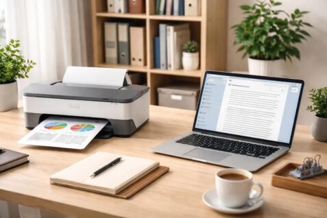 découvrez les avantages d'une imprimante multifonction jet d’encre pour votre bureau à domicile : efficacité, qualité d'impression, et gain de place.