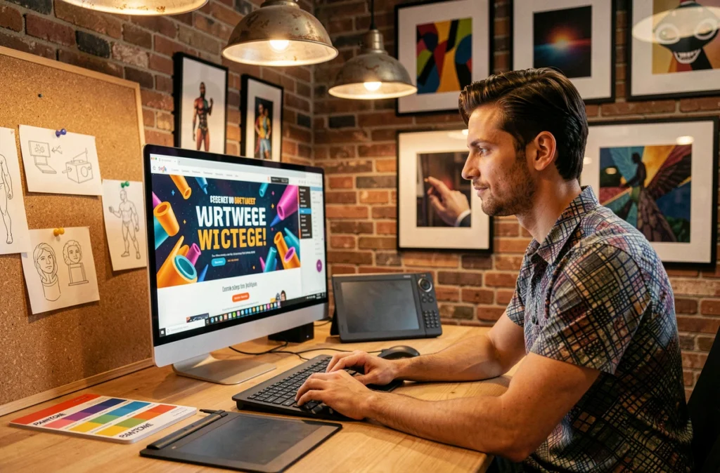 Développeur créatif du Studio Seja à Strasbourg travaillant sur un projet de développement web à l'identité visuelle forte
